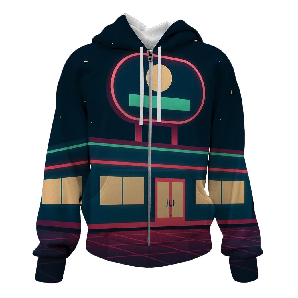 Retro Grid Diner Night pullover hoodies
