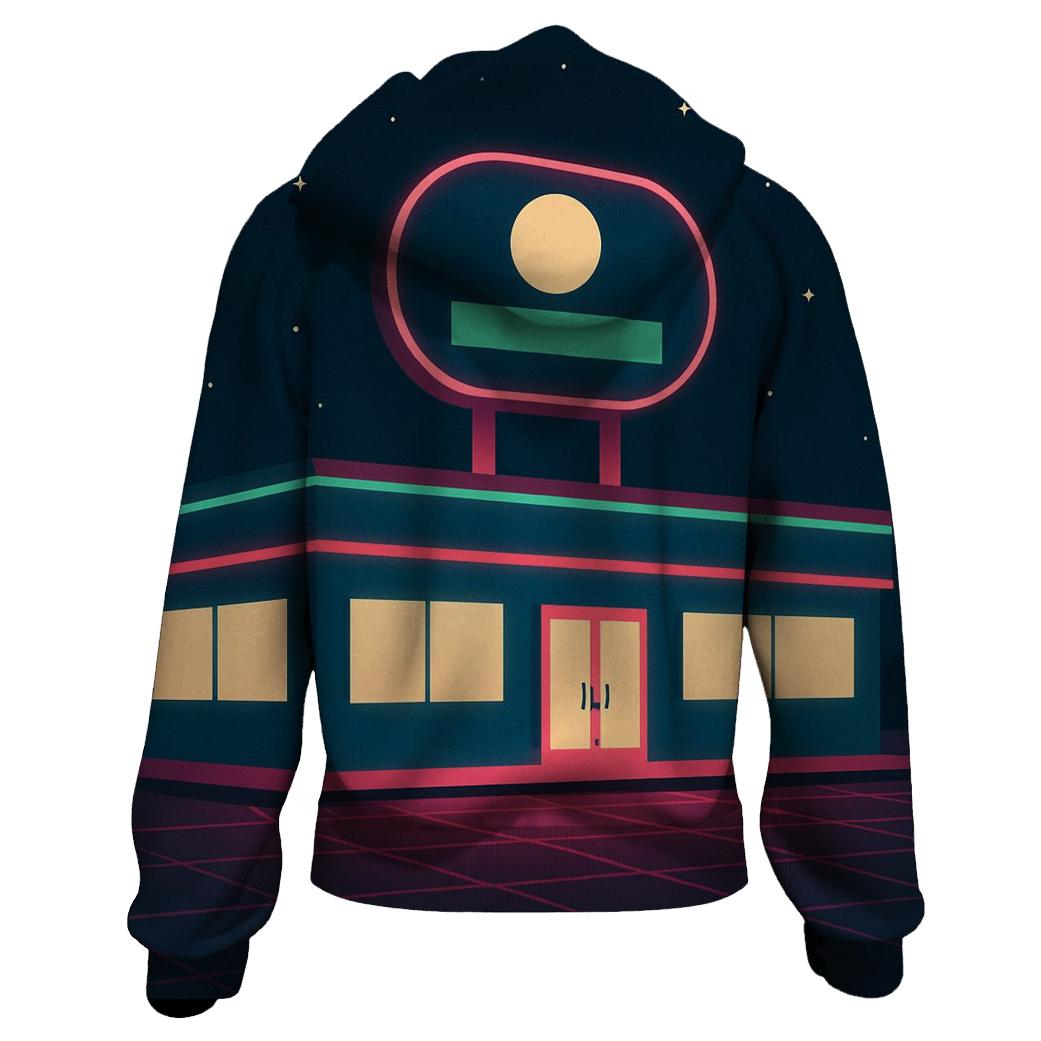 Retro Grid Diner Night pullover hoodies