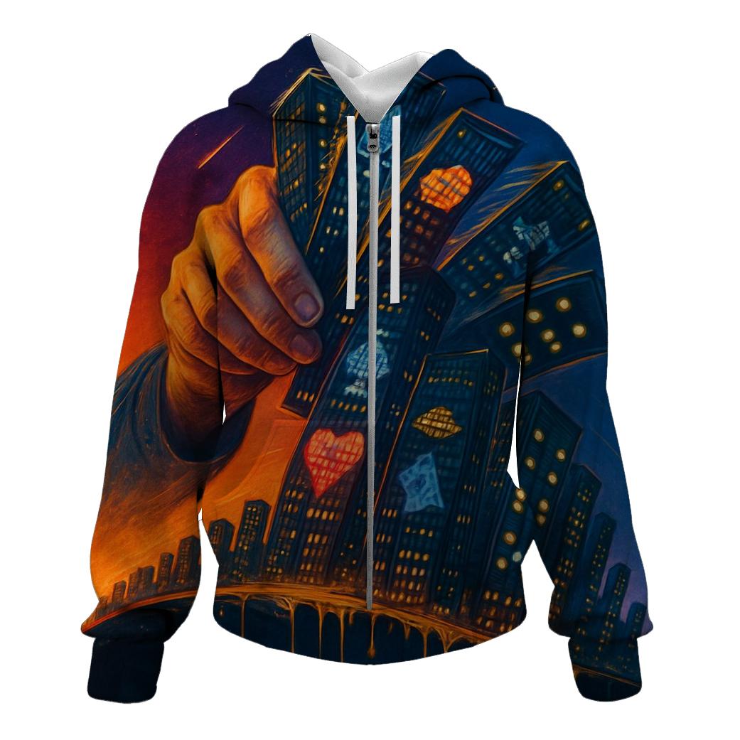 Shuffle Deck Cityscape zip-up hoodies