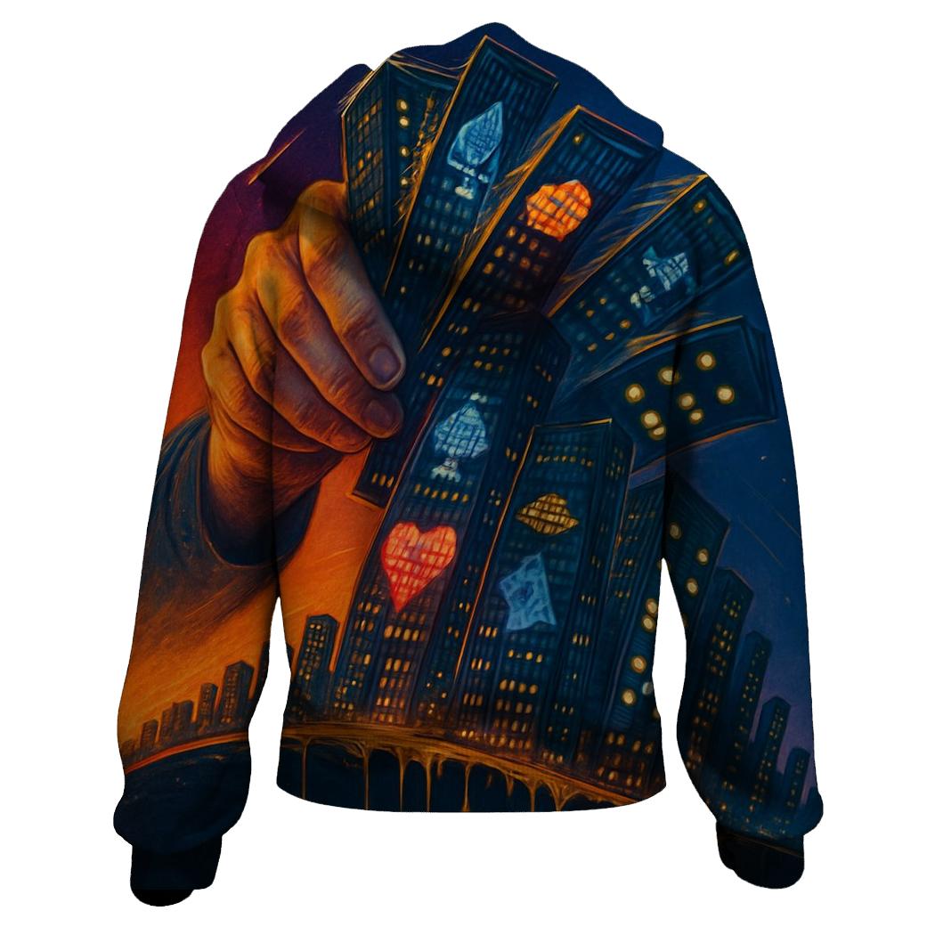 Shuffle Deck Cityscape zip-up hoodies