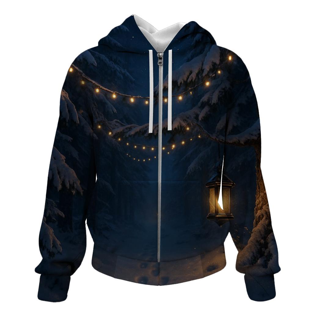 Starlit Christmas Forest Path hoodie styles