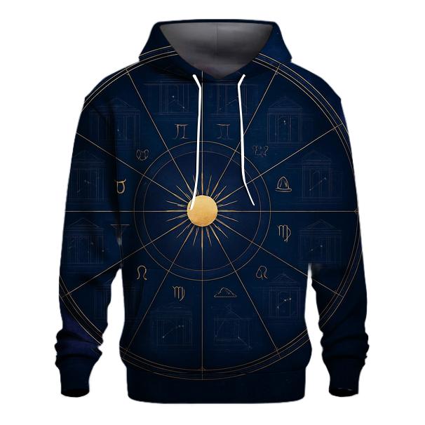 Twelve House Zodiac Architectural Wheel zip-up hoodies
