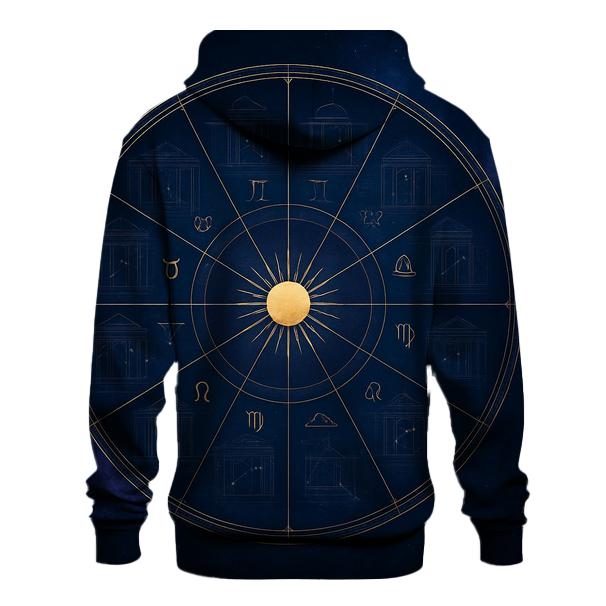Twelve House Zodiac Architectural Wheel zip-up hoodies