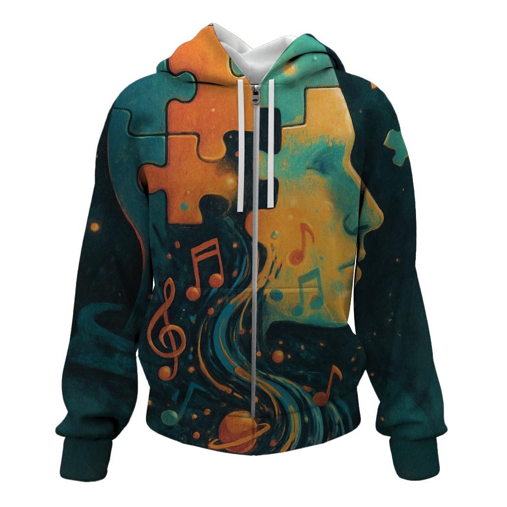 Puzzle Head Melody printed hoodies