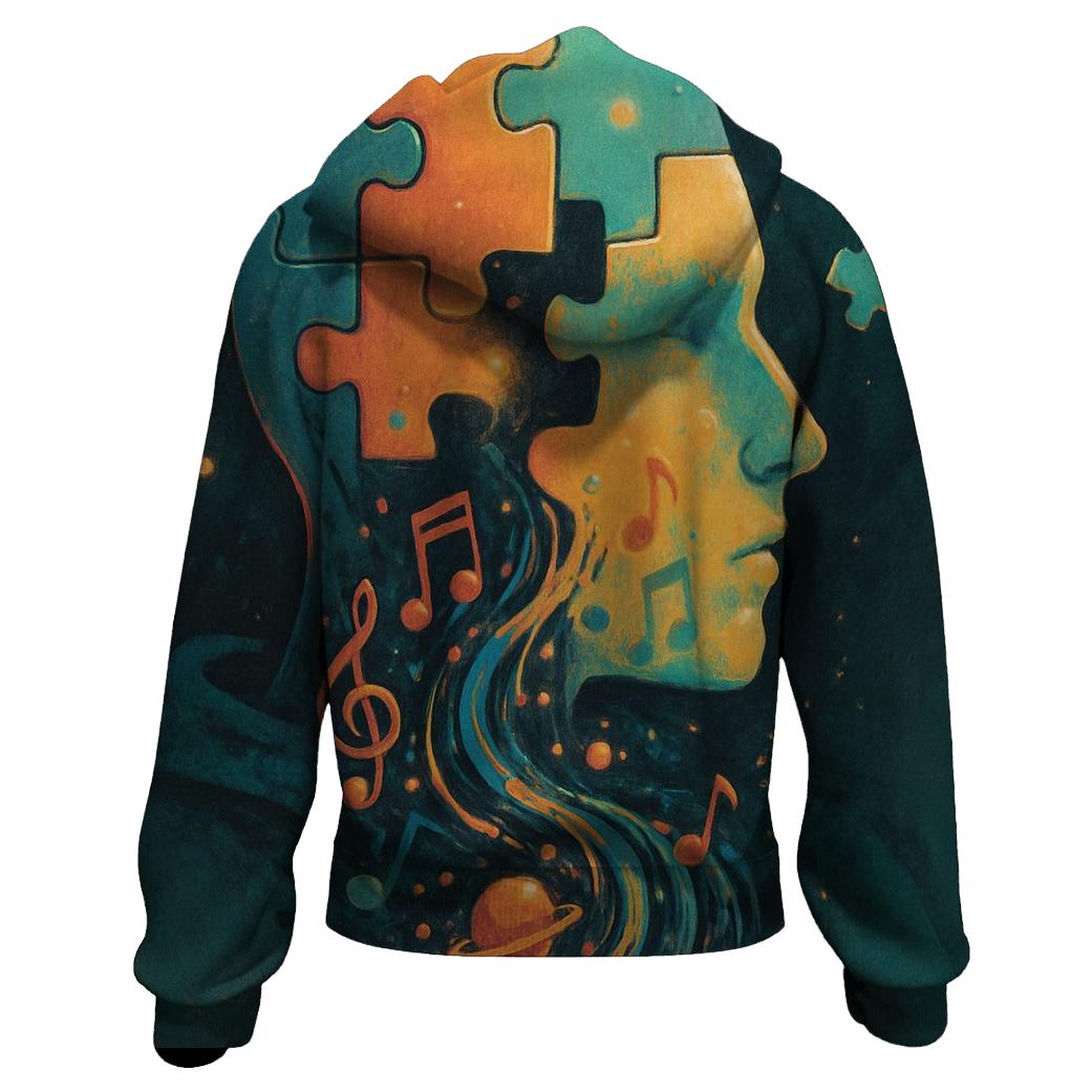 Puzzle Head Melody printed hoodies