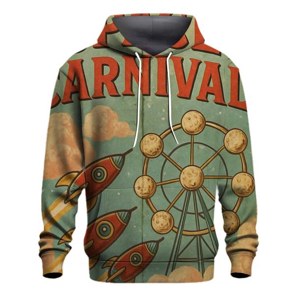 Distressed Retro Space Carnival Poster embroidered hoodies