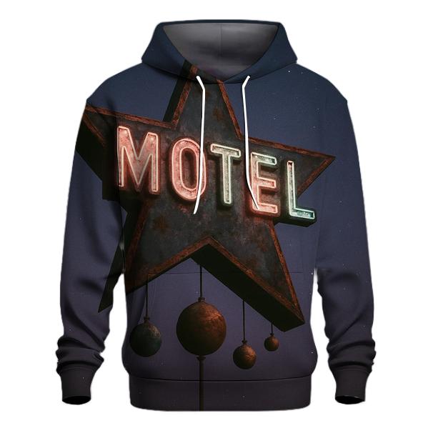 Faded Neon Star Motel Sign printed hoodies