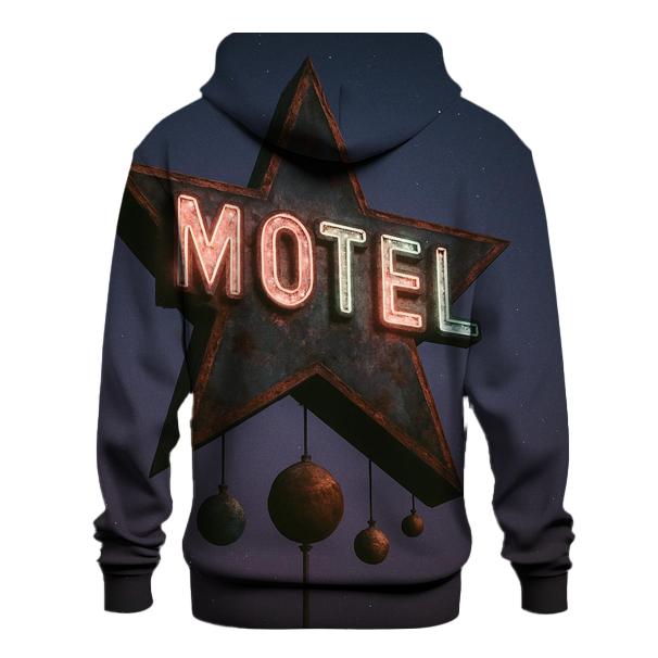 Faded Neon Star Motel Sign printed hoodies