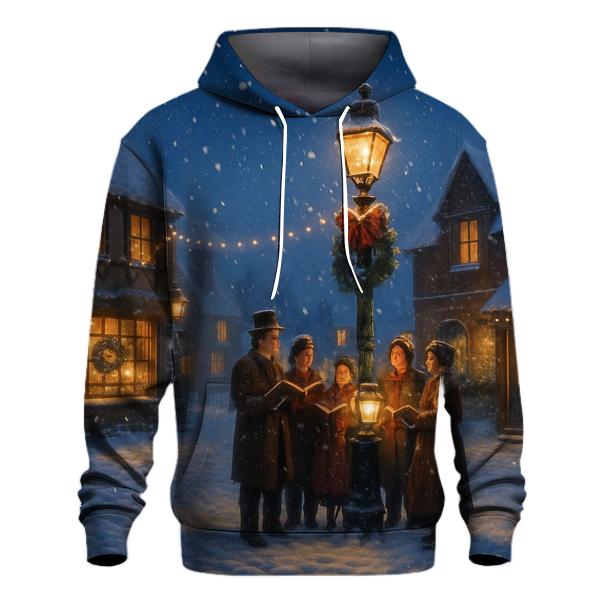 Snowy Village Carol Night printed hoodies