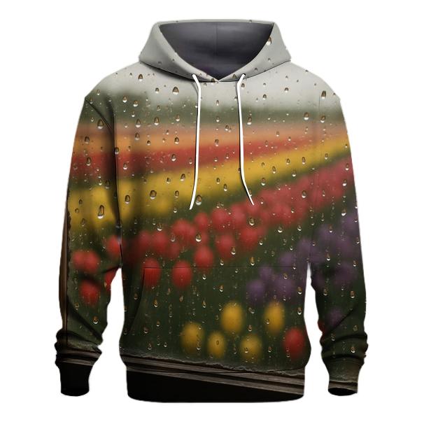 Raindrops On Window Framing Tulip Field hoodie designs