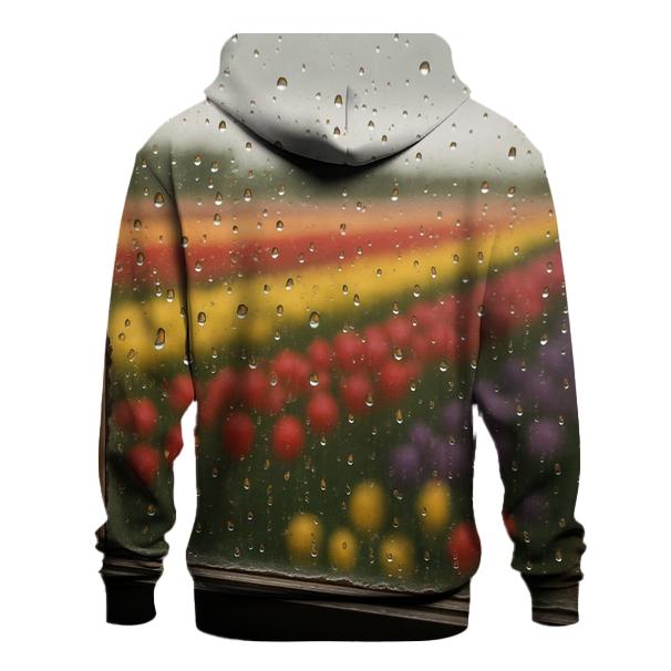 Raindrops On Window Framing Tulip Field hoodie designs