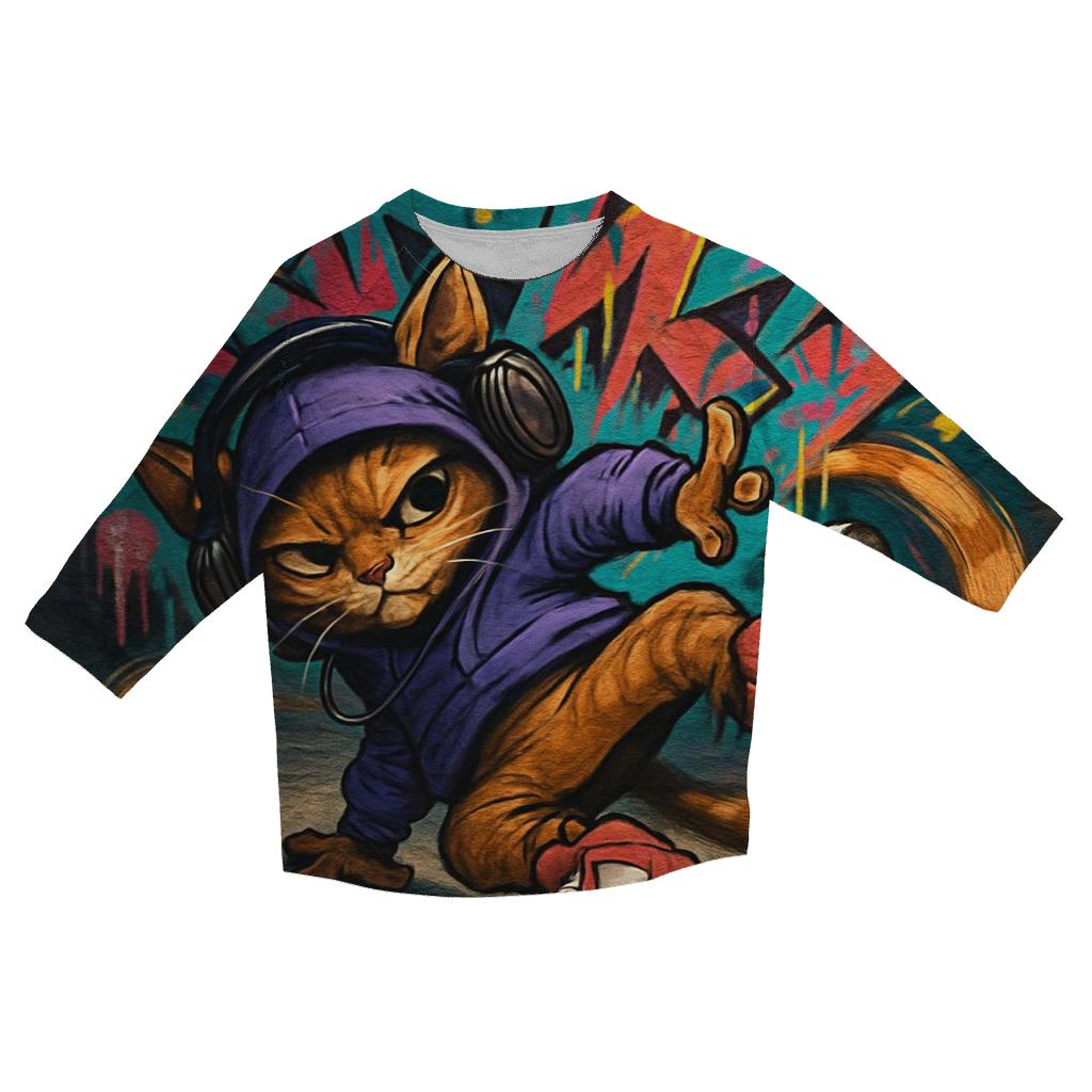 Graffiti Alley Breakdance Cat trendy 3/4 sleeve tops