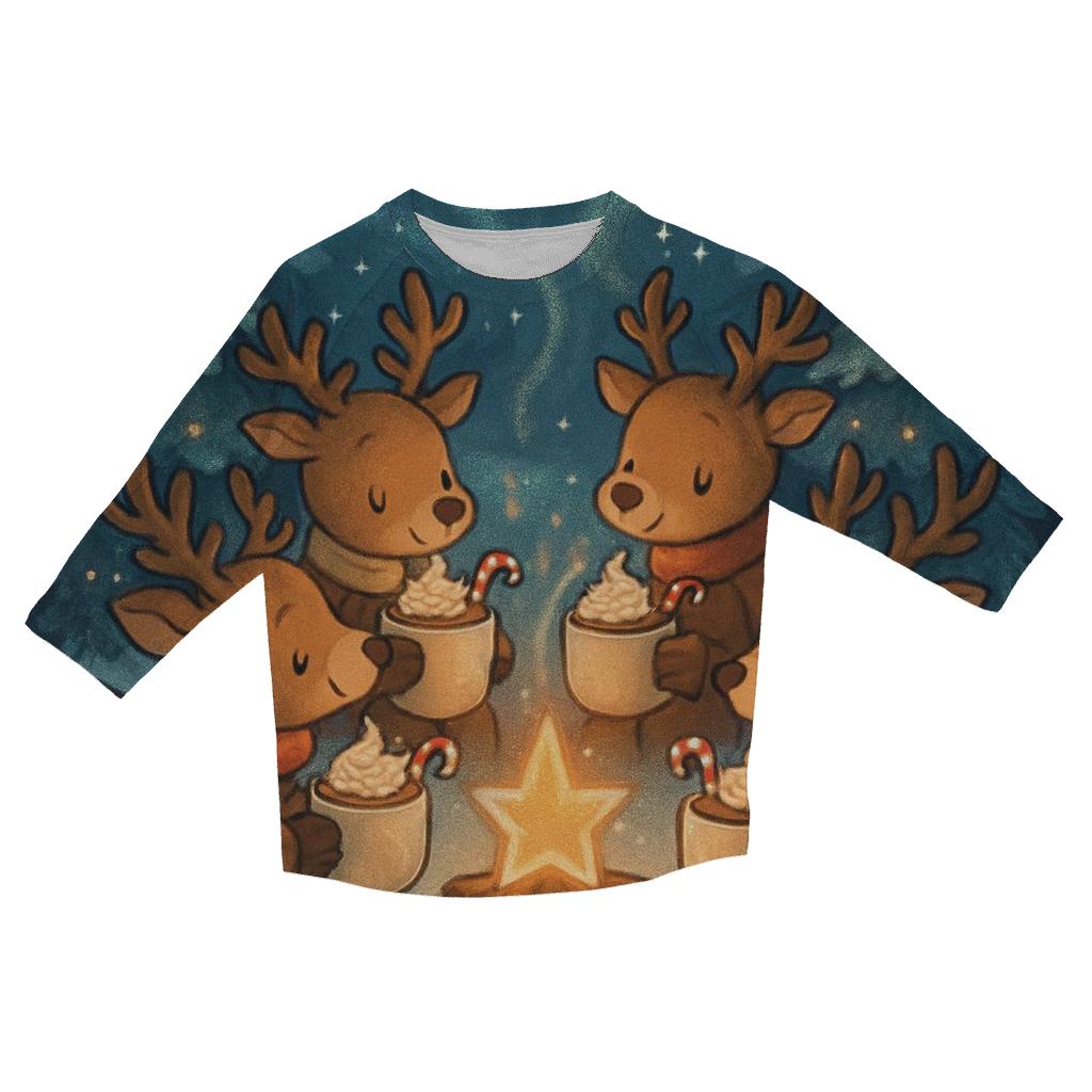 Reindeer Cocoa Campfire Circle cotton quarter sleeve shirts