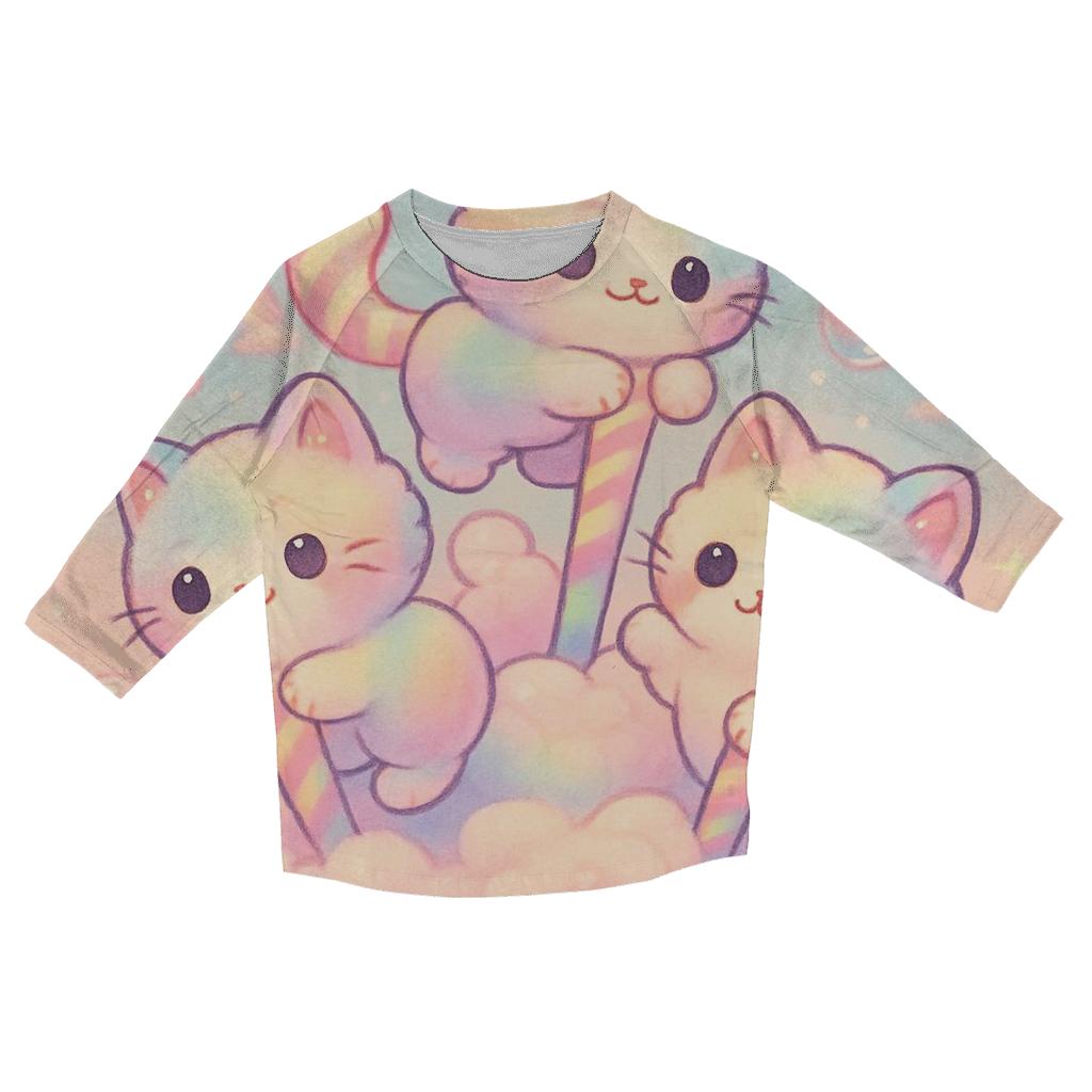 Candy Cloud Carousel Cats trendy 3/4 sleeve tops
