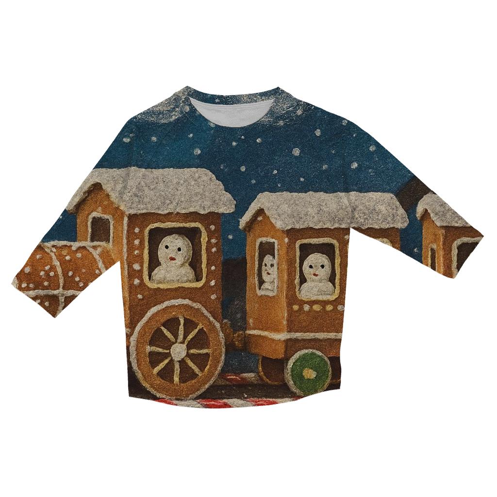 Gingerbread Train Midnight Express fashion 3/4 sleeve shirts