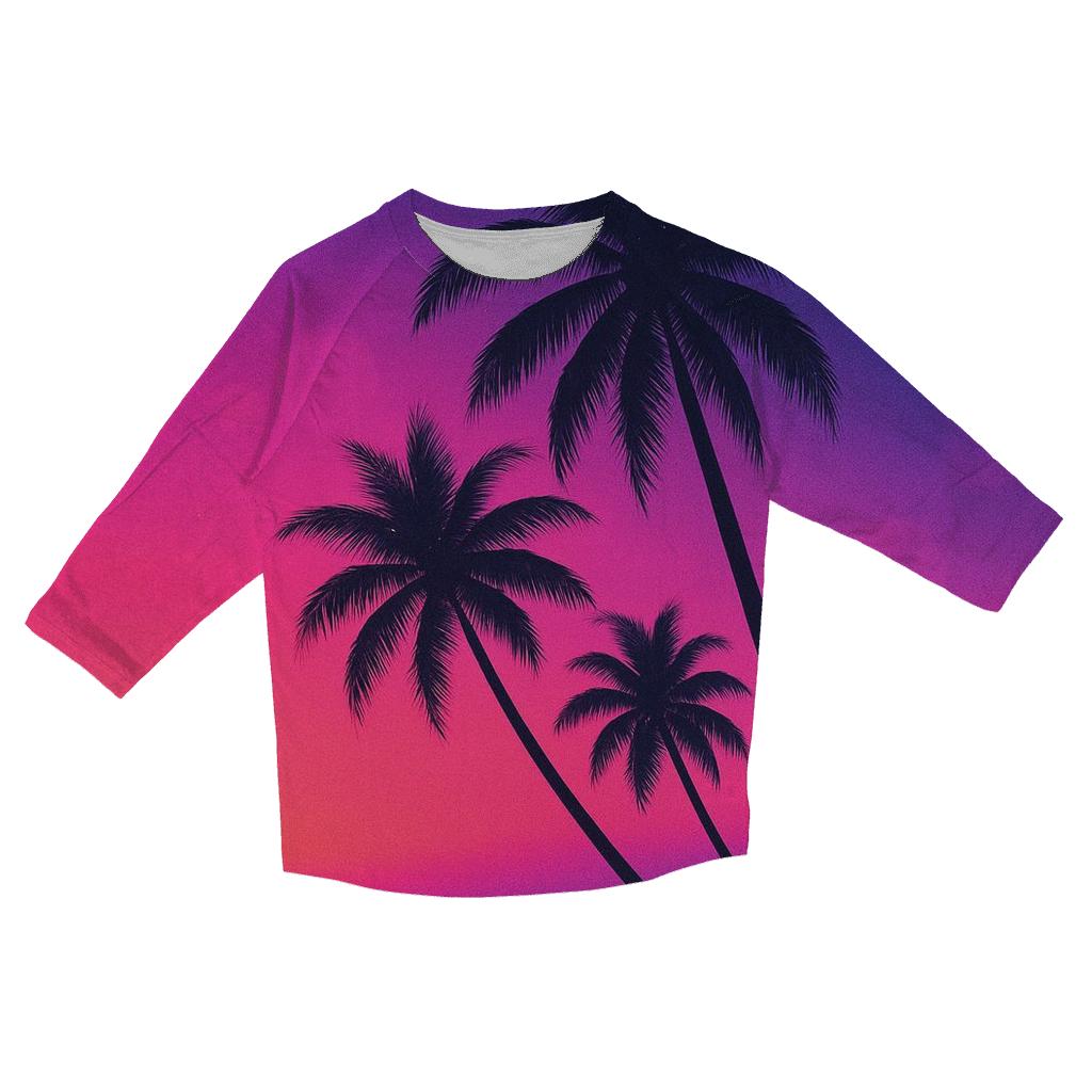 Neon Palms Afterglow personalized 3/4 sleeve tees