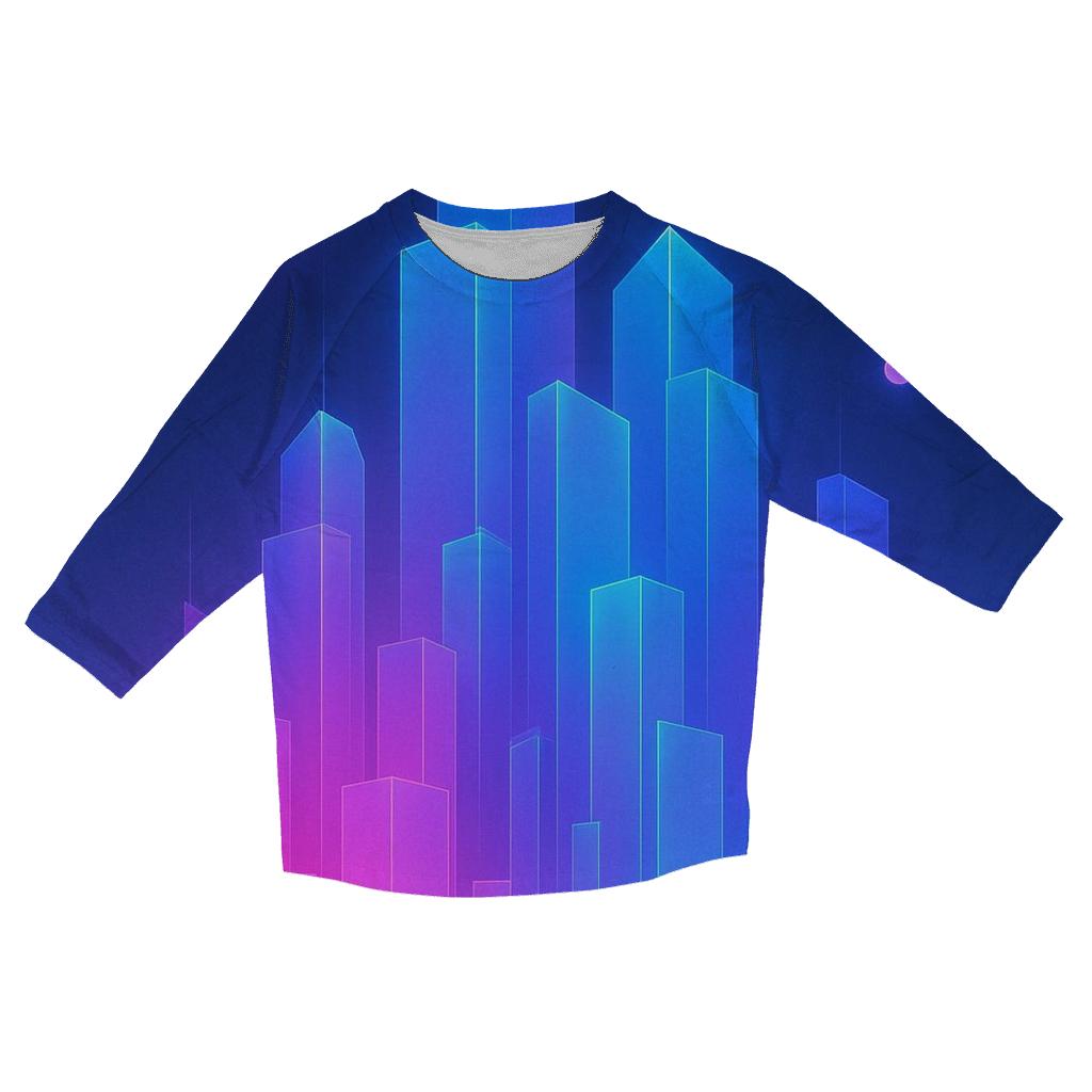 Neon Mirage City Gradient trendy 3/4 sleeve tops
