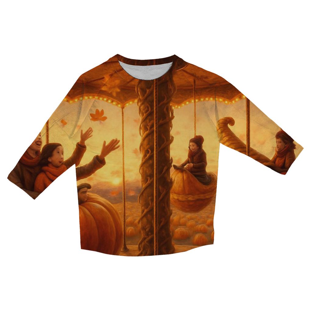 Pumpkin Patch Gratitude Carousel trendy 3/4 sleeve tops