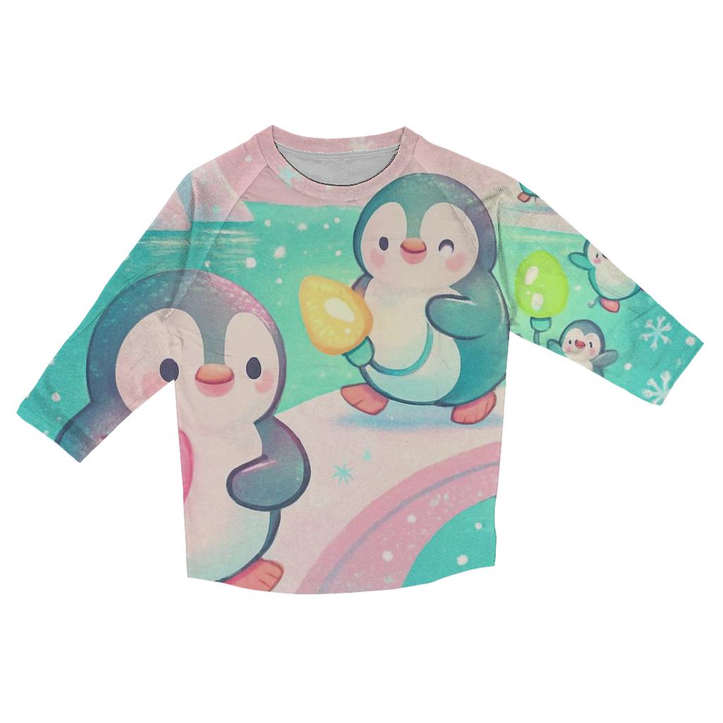 North Pole Penguin Light Parade custom 3/4 sleeve shirts