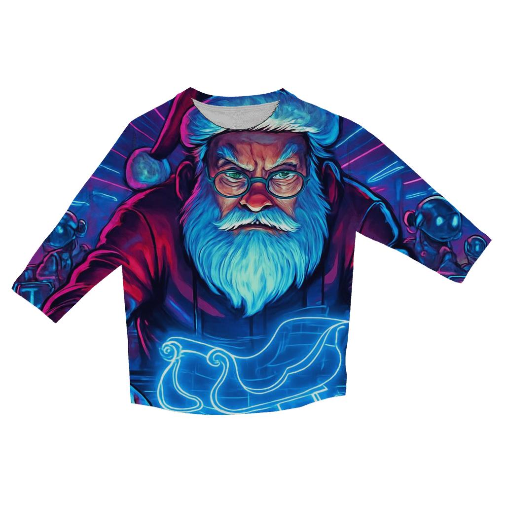 Cyberpunk Neon Santa Workshop fashion 3/4 sleeve shirts