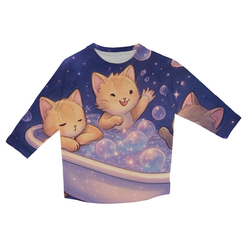Starlit Bubble Bath Kittens designer 3/4 sleeve blouses