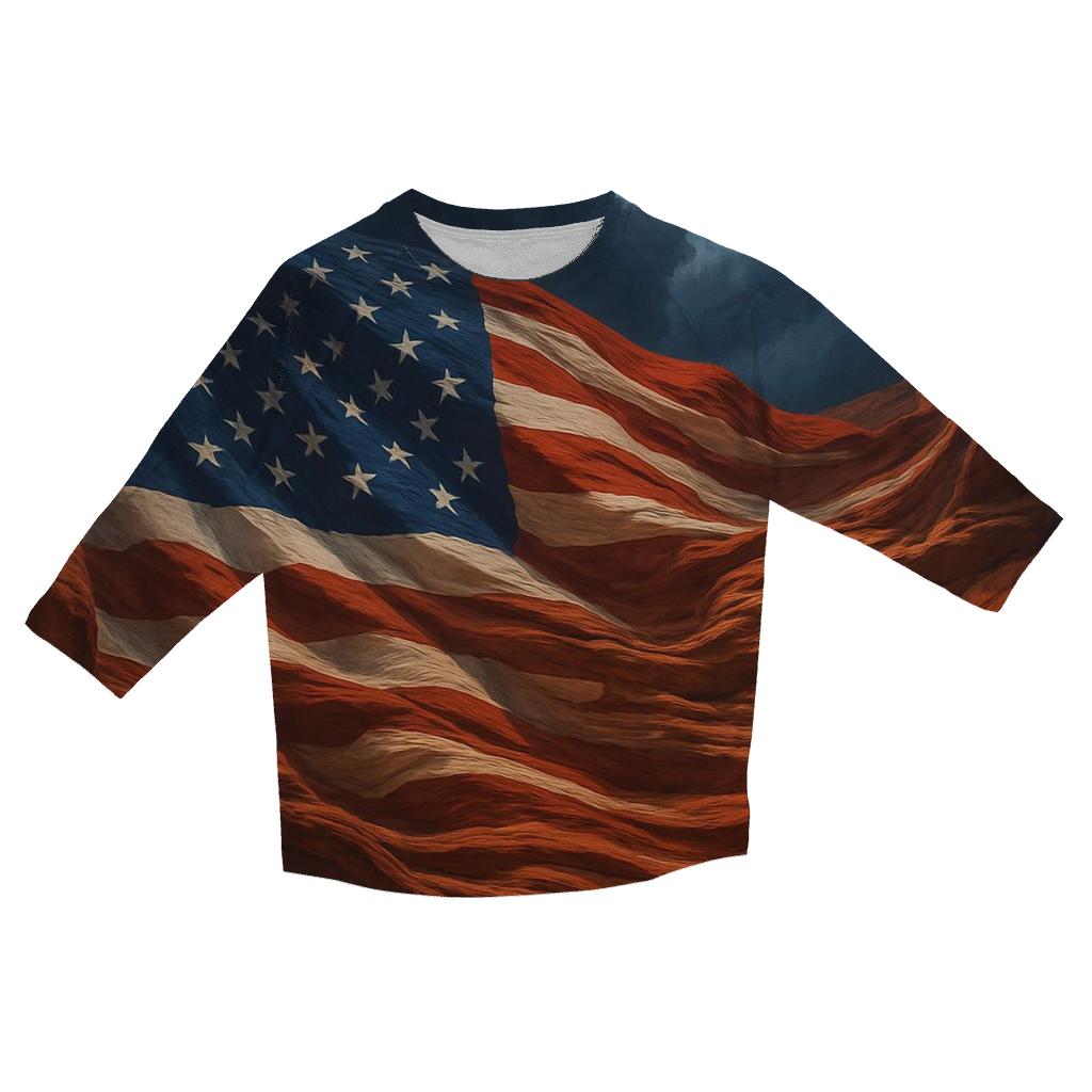 United States Flag Canyon Winds printed three quarter sleeve shirts