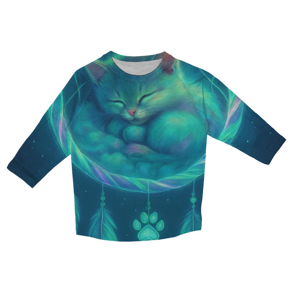 Aurora Dreamcatcher Cat Nest printed three quarter sleeve shirts