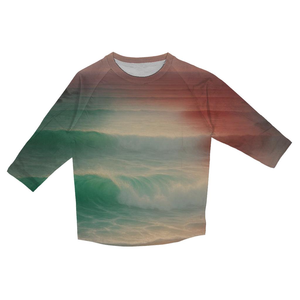 Italian Coastline Tricolor Waves designer 3/4 sleeve blouses