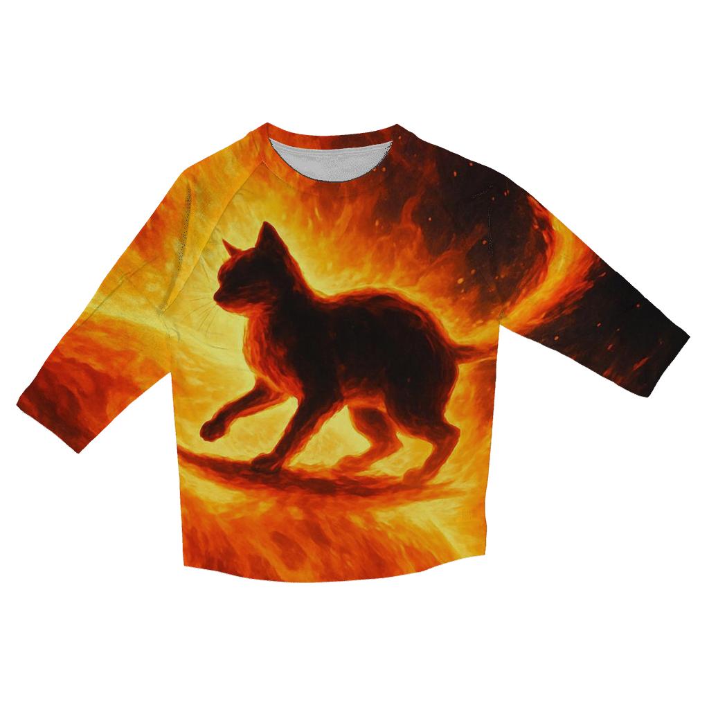 Solar Surf Fire Tail Cat cotton quarter sleeve shirts