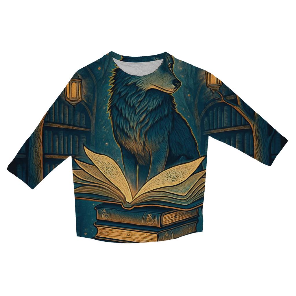 Midnight Library Wolf stylish quarter sleeve tops
