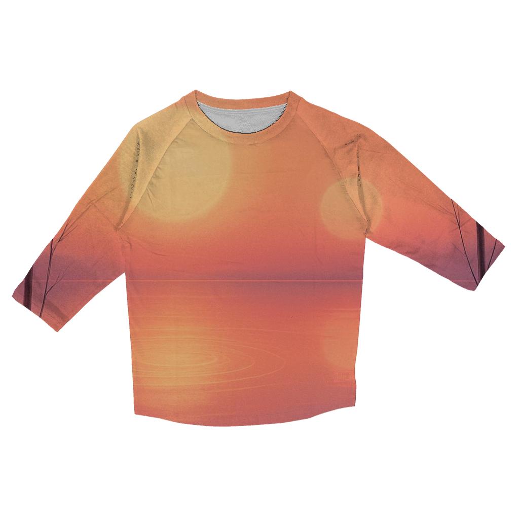 Twin Suns Over Glass Lake casual three quarter sleeve shirts