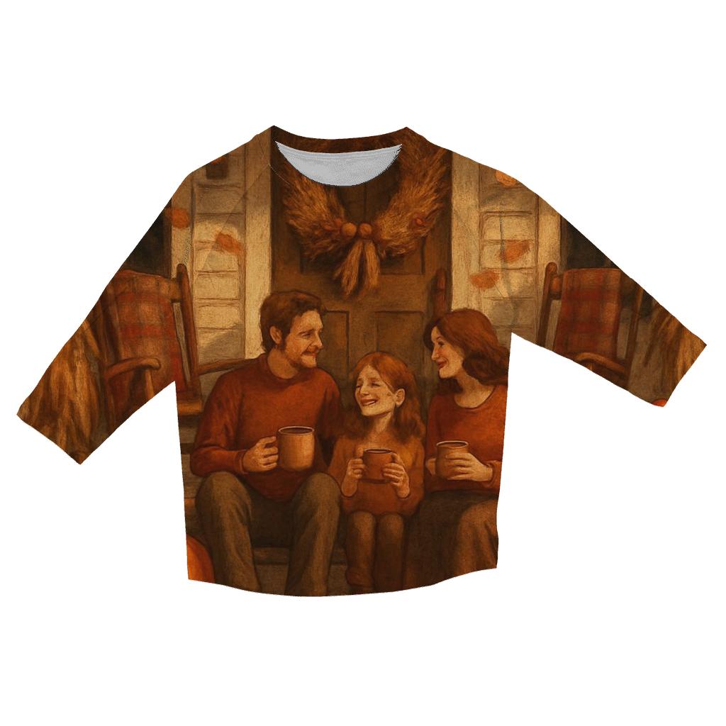 Thankful Porch Under Falling Leaves personalized 3/4 sleeve tees