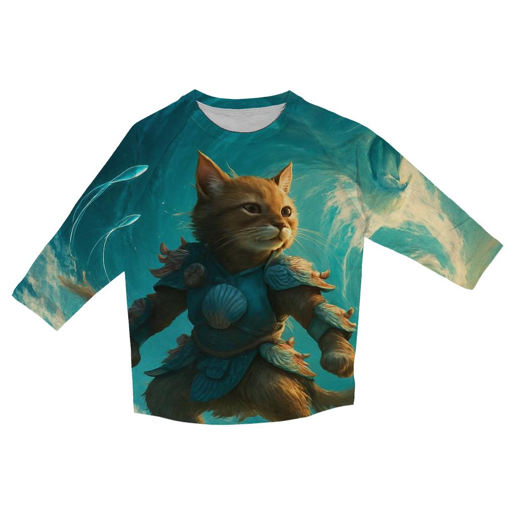 Ocean Wave Warrior Cat trendy 3/4 sleeve tops