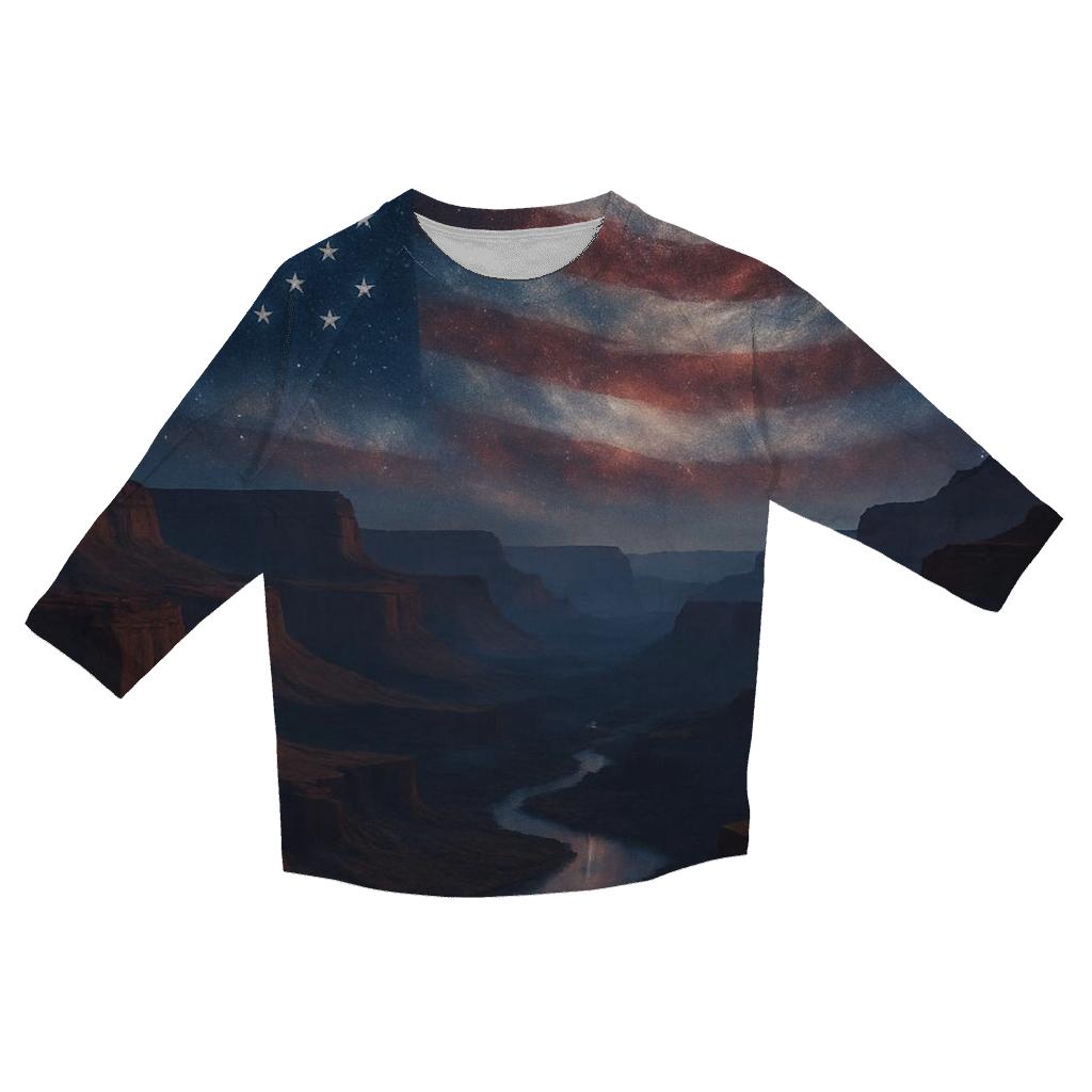Cosmic Stripes Over Canyon cotton quarter sleeve shirts