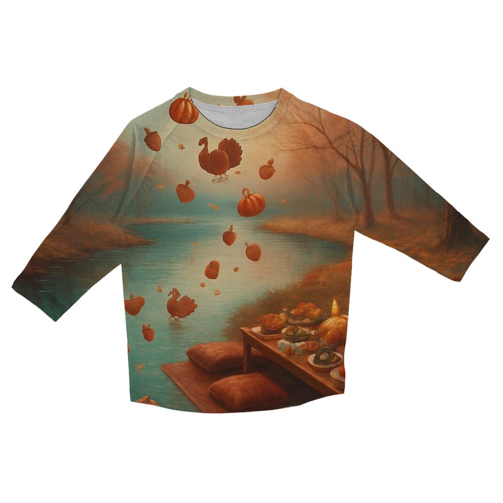 Autumn River Of Reflections casual three quarter sleeve shirts