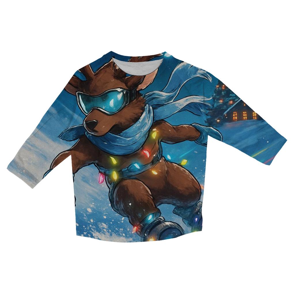 Christmas Light Snowboard Reindeer custom 3/4 sleeve shirts