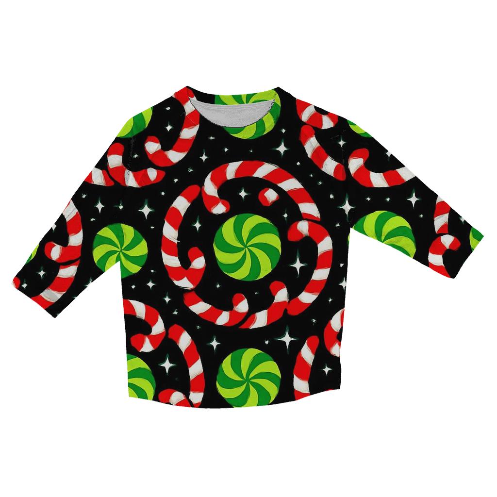 Candy Cane Spiral Constellations fashion 3/4 sleeve shirts