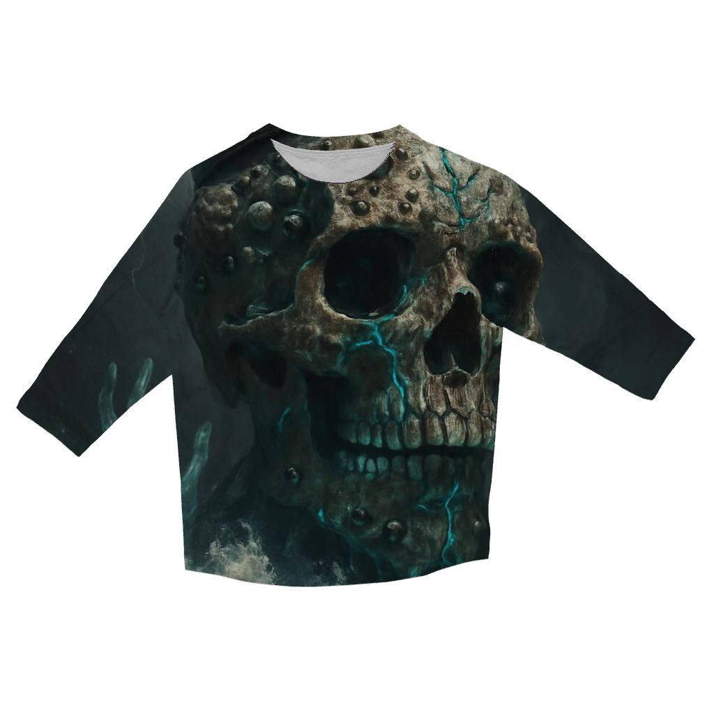 Crowned Skull Of The Abyssal Tide casual three quarter sleeve shirts