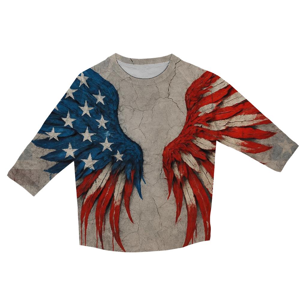 Urban Graffiti Flag Wings trendy 3/4 sleeve tops