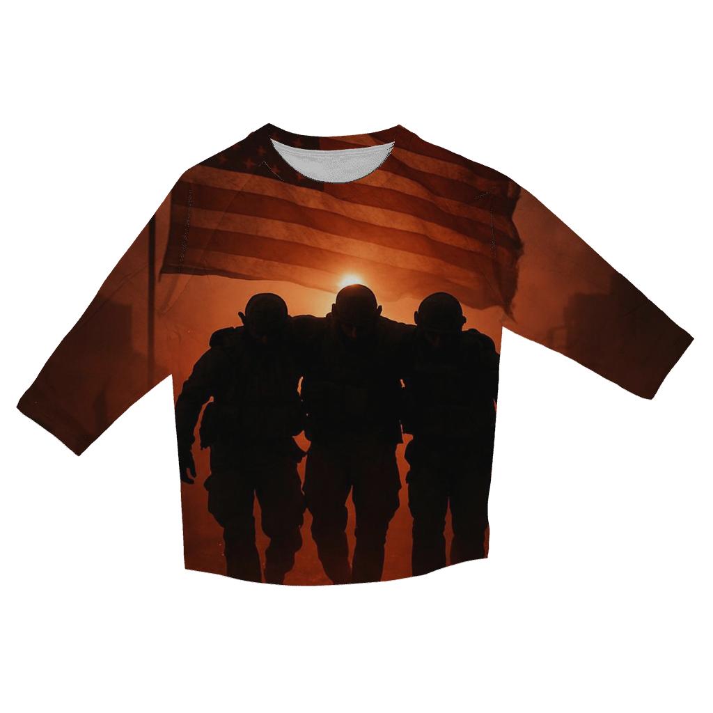 Brothers In The Ember Light printed three quarter sleeve shirts