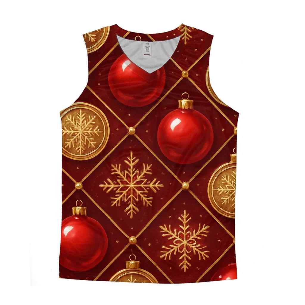 Crimson Christmas Ornament Lattice custom tank tops