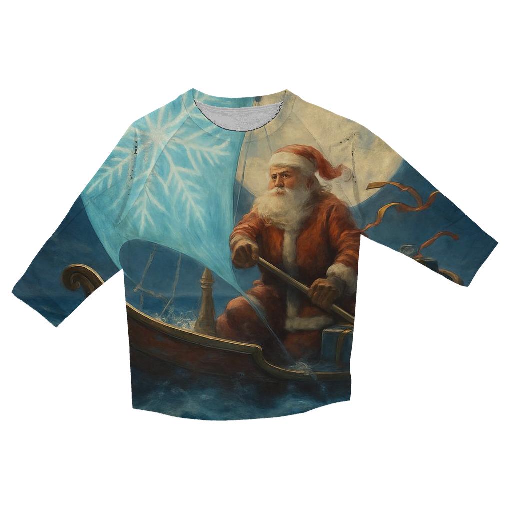 Ocean Voyage Santa Sleighboat fashion 3/4 sleeve shirts