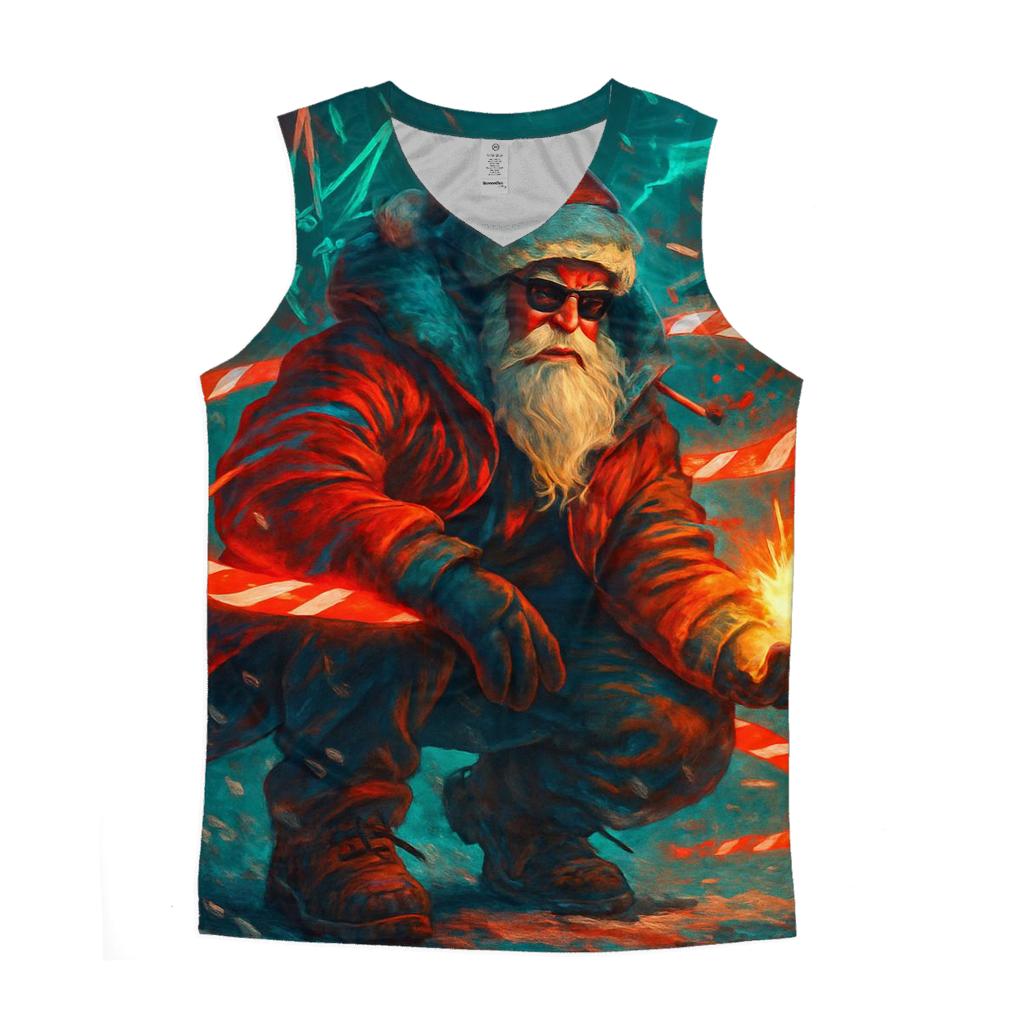 Streetwear Santa Snowstorm graphic print tank tops