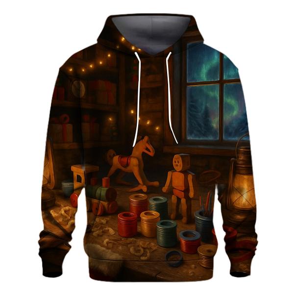 Santa Workshop Midnight Crafting printed hoodies