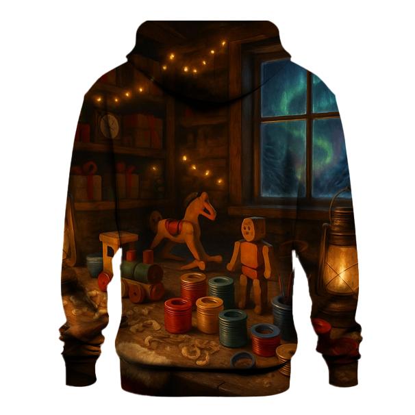 Santa Workshop Midnight Crafting printed hoodies