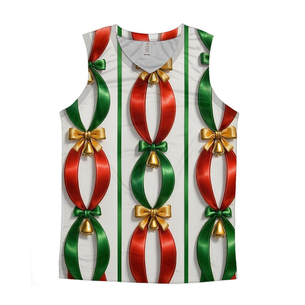 Festive Ribbon Stripe Symphony cotton sleeveless tops