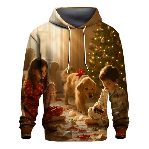 Christmas Morning Paper Whirl printed hoodies