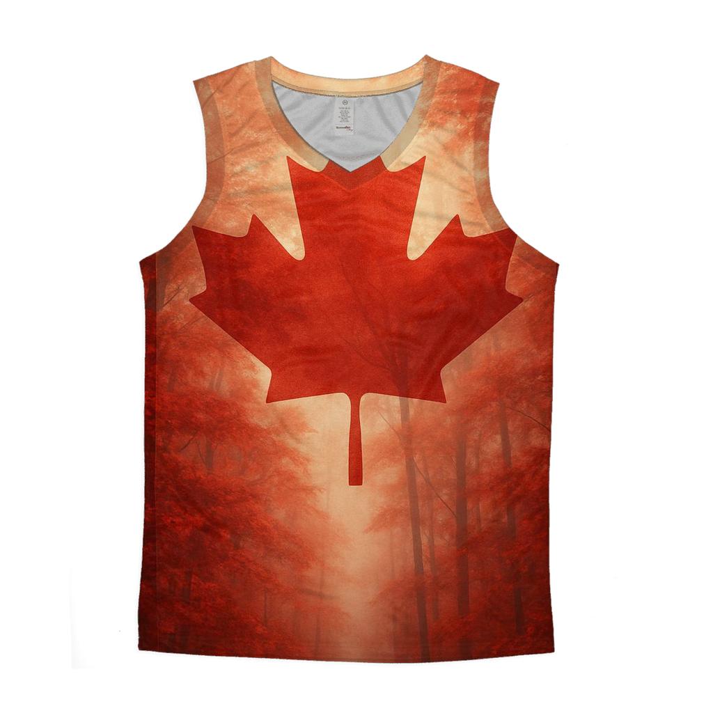 Canadian Maple Forest Flag Veil sports performance tank tops