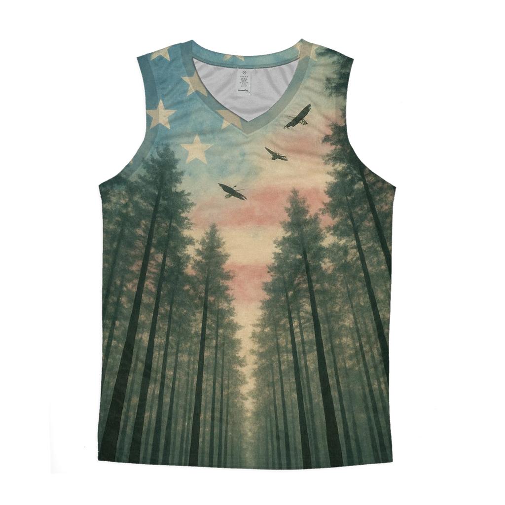 Forest Canopy Stars And Stripes sports performance tank tops