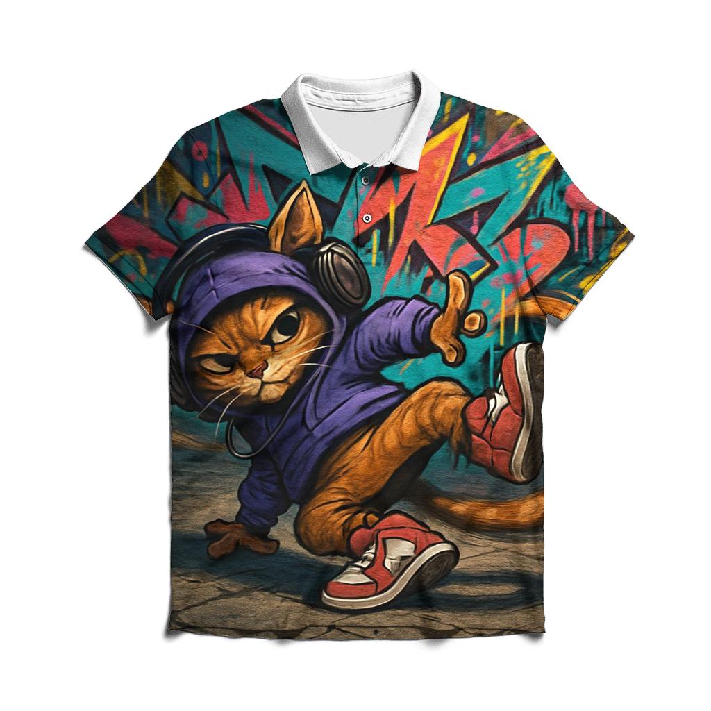 Graffiti Alley Breakdance Cat personalized polo shirts